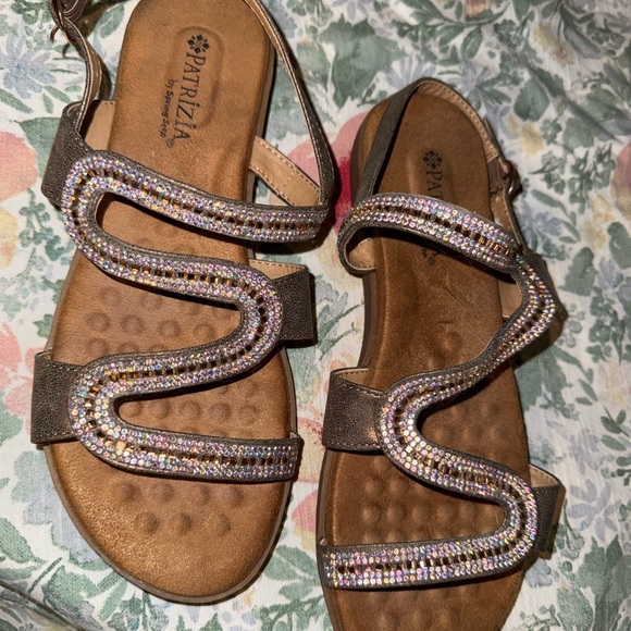 Patrizia Luca Tan Sandals with Rhinestone Accents - Picture 2 of 9